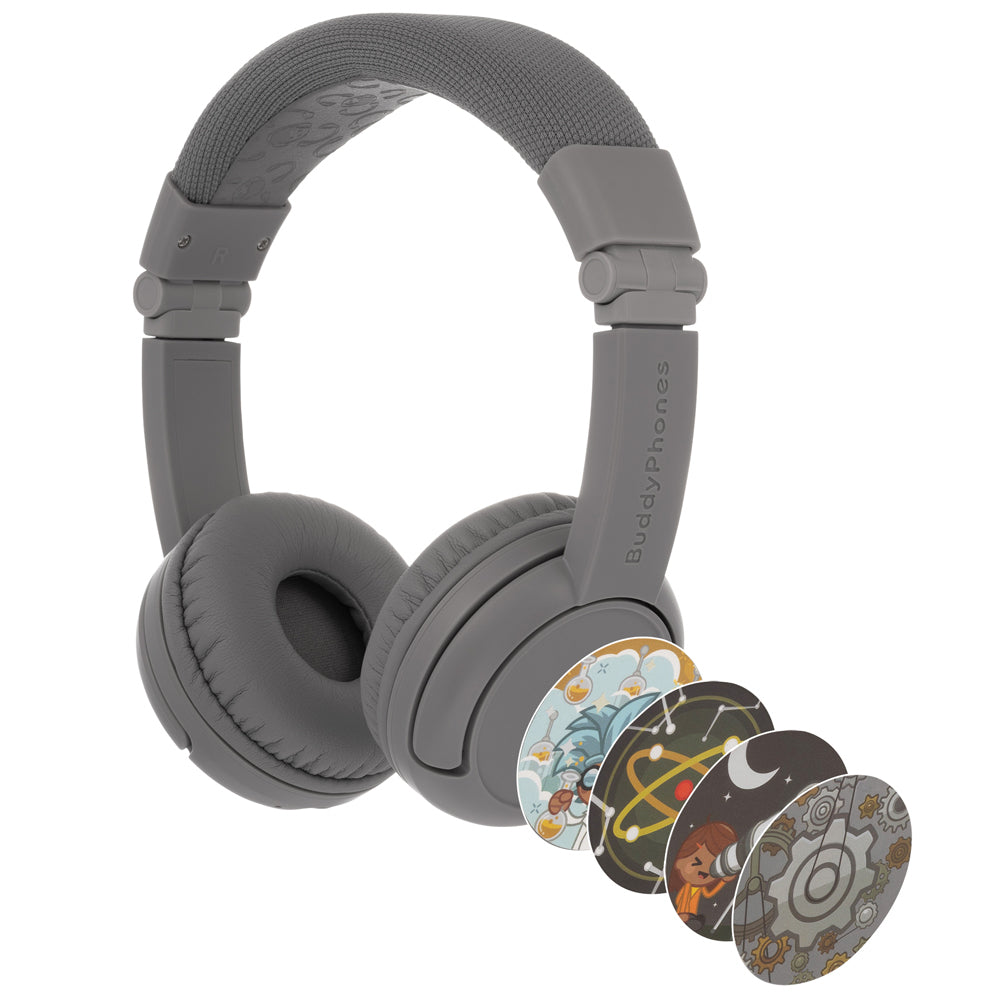 BuddyPhones Play Plus Kids Wireless/Bluetooth Headphones - Grey Matter