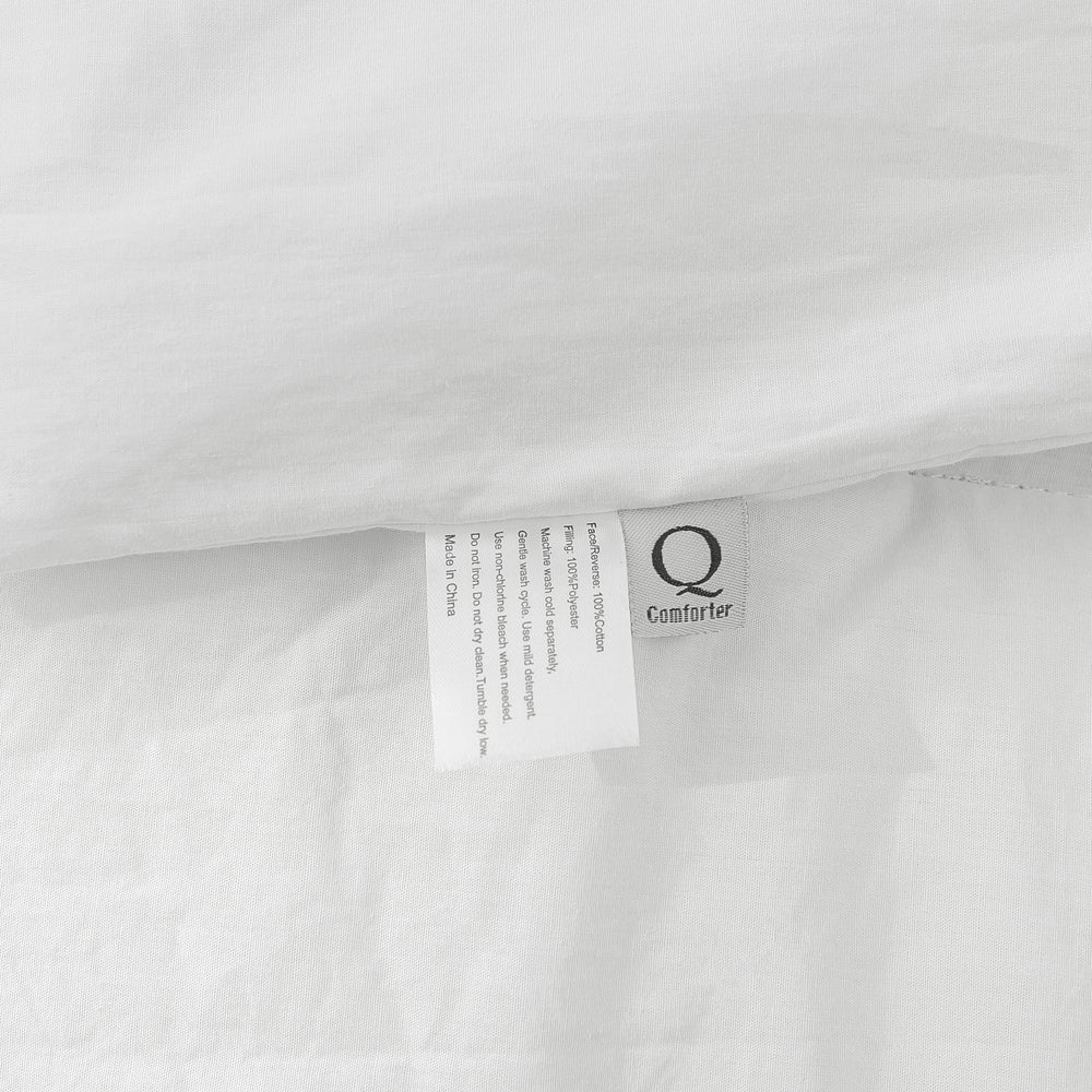 Dreamaker 225TC Cotton Washed Comforter Set White Queen Bed