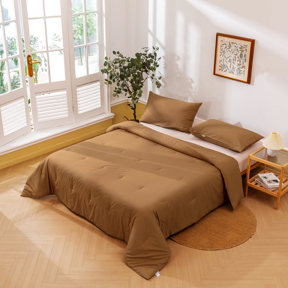 Dreamaker 225TC Cotton Washed Comforter Set Orange King Bed