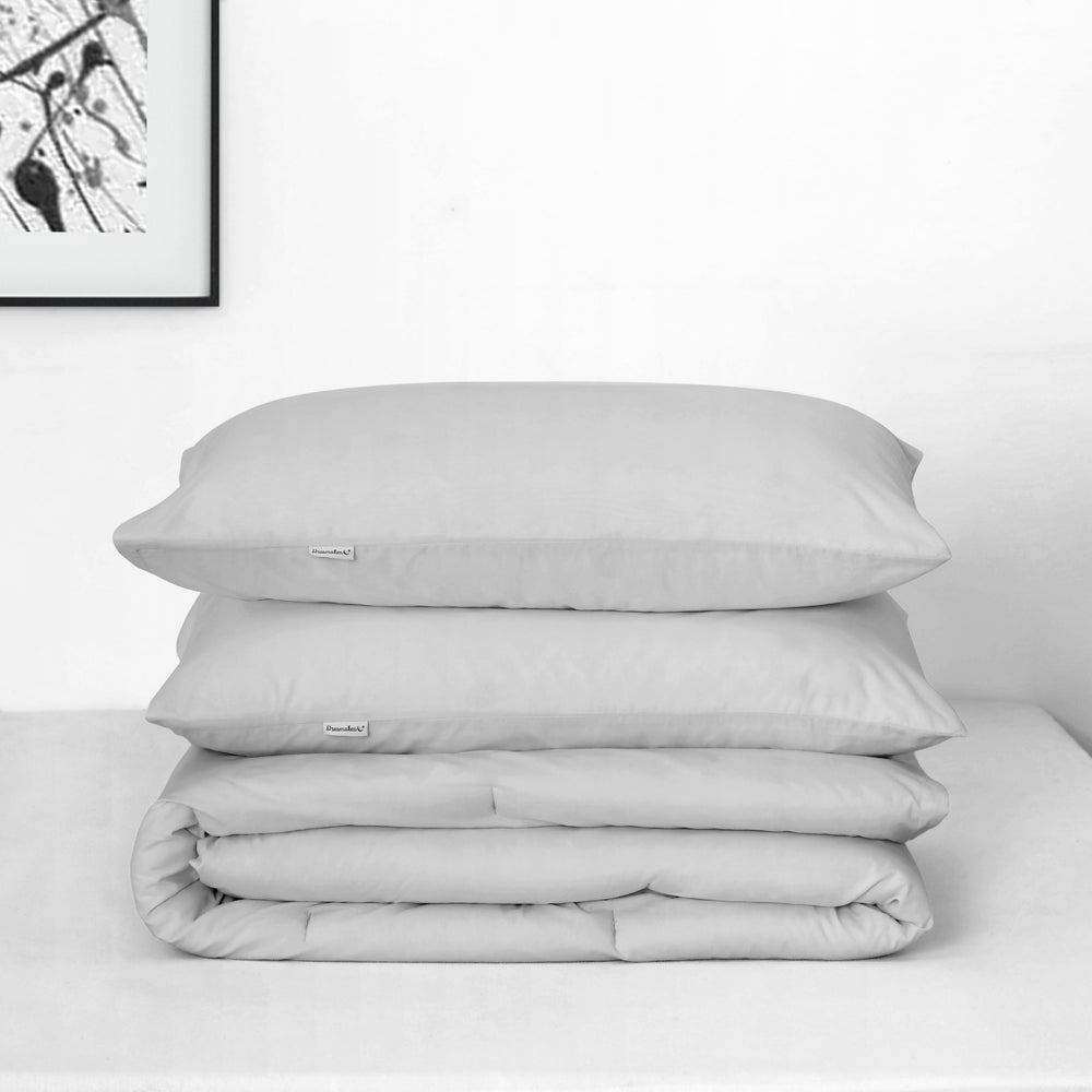 Dreamaker 225TC Cotton Washed Comforter Set Light Grey King Bed