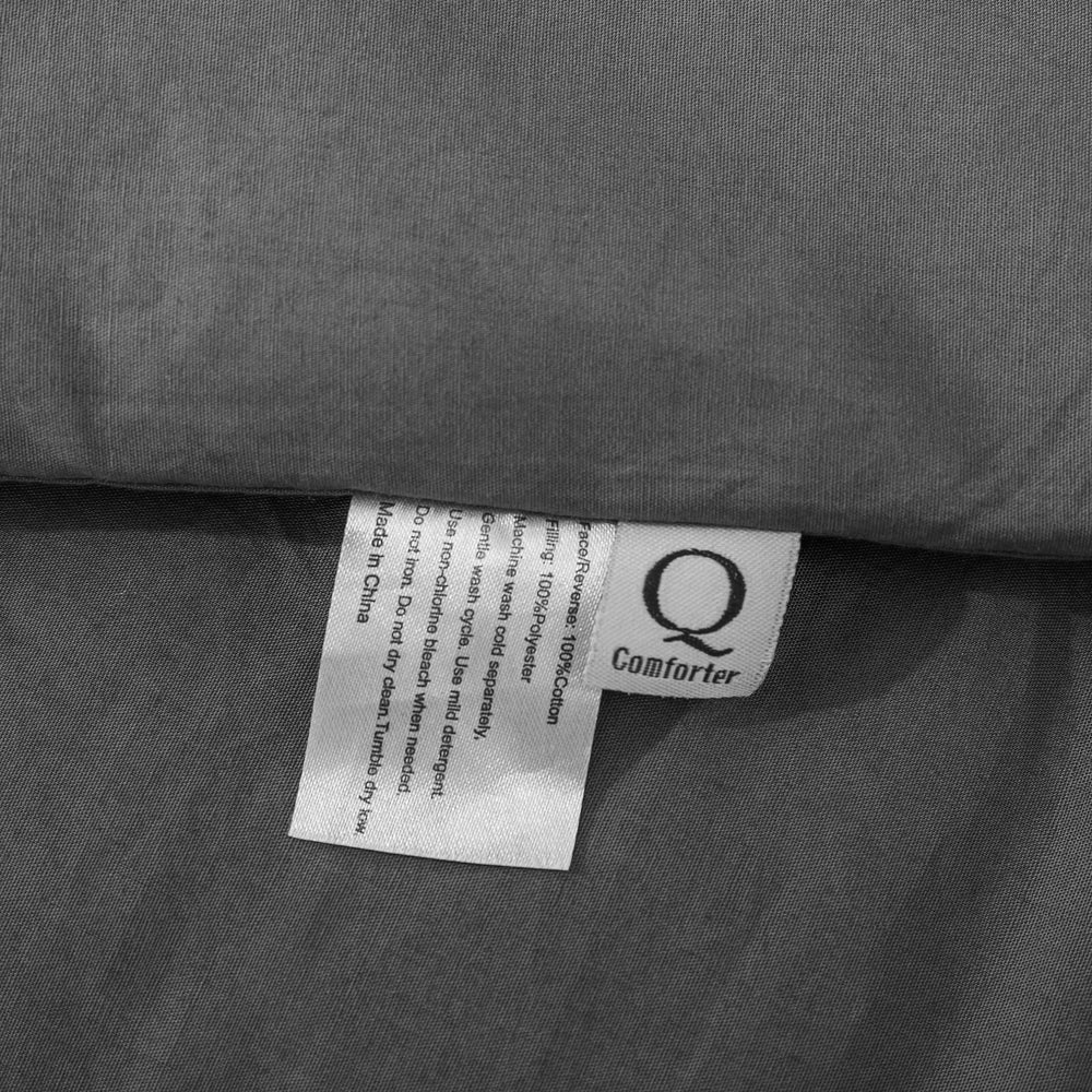 Dreamaker 225TC Cotton Washed Comforter Set Dark Grey King Bed
