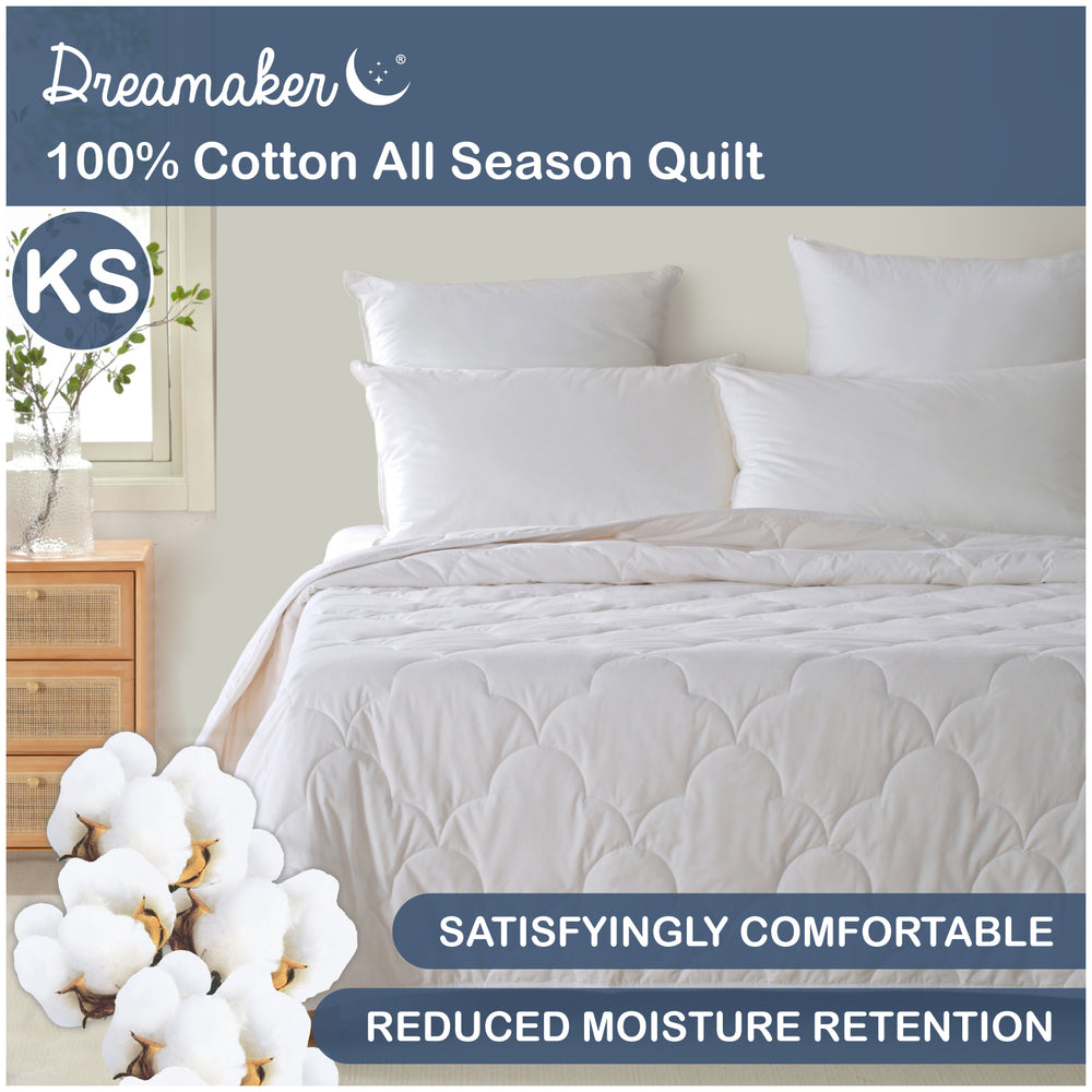 Dreamaker 100% All Season Cotton Quilt King Single Bed