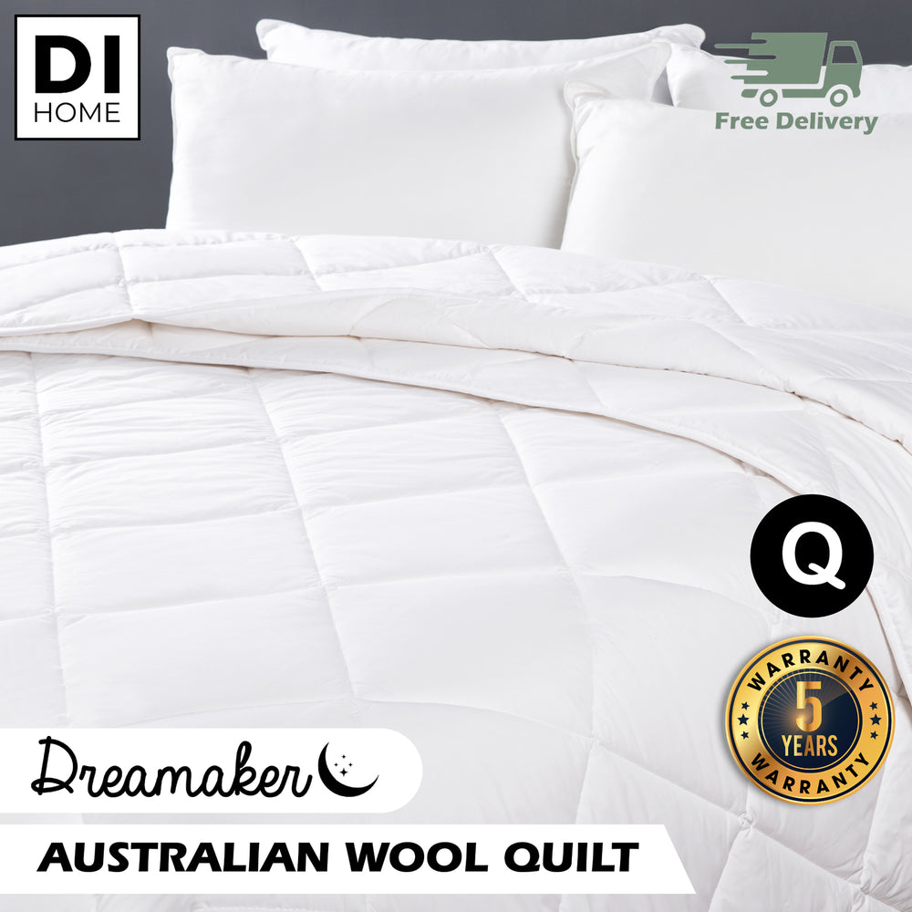 Dreamaker All Season 2 Piece Australian Wool Quilt Queen Bed