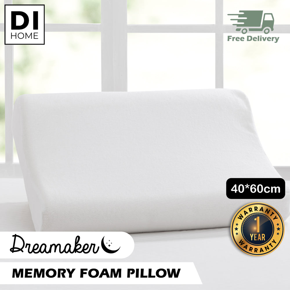 Dreamaker Contoured Pincore Memory Foam Pillow 60x40cm