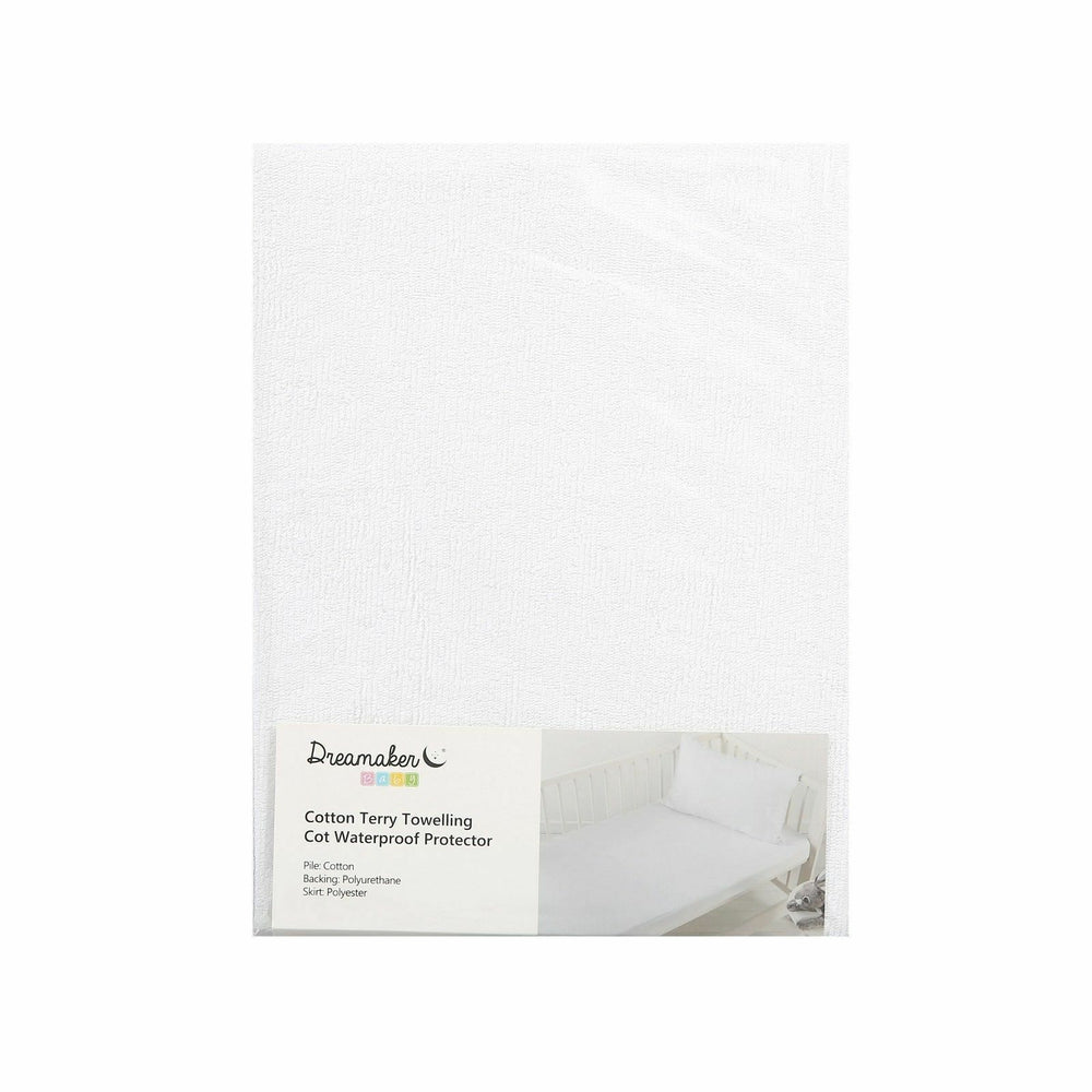 Dreamaker Baby Cotton Terry Towelling Waterproof Mattress Protector Cot Standard