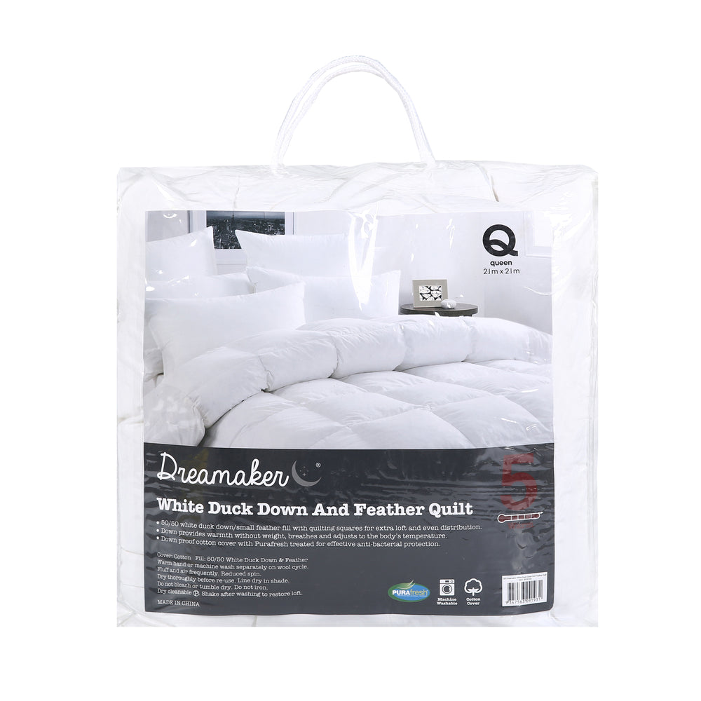 Dreamaker White Duck Down &amp; Feather Winter Quilt King Single Bed (TW Exclusive)