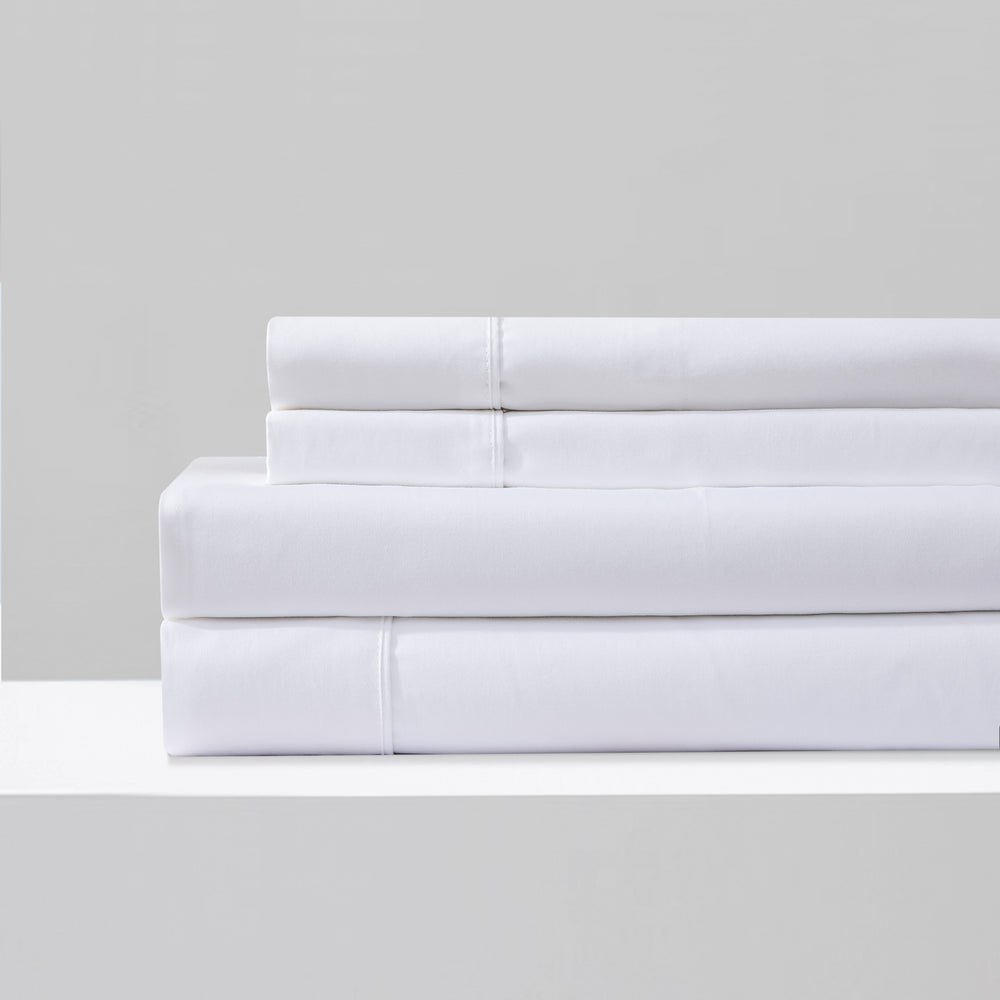 Essn 500TC Cotton Sateen Sheet Set White King Bed