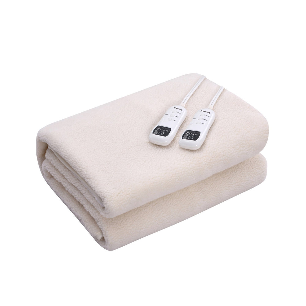 Dreamaker Multi-Zone Fleece Top Electric Blanket Beige Super King Bed