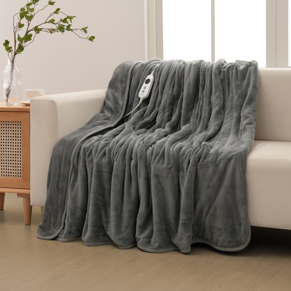 Dreamaker Coral Fleece Heated Throw Silver 200 x 180cm