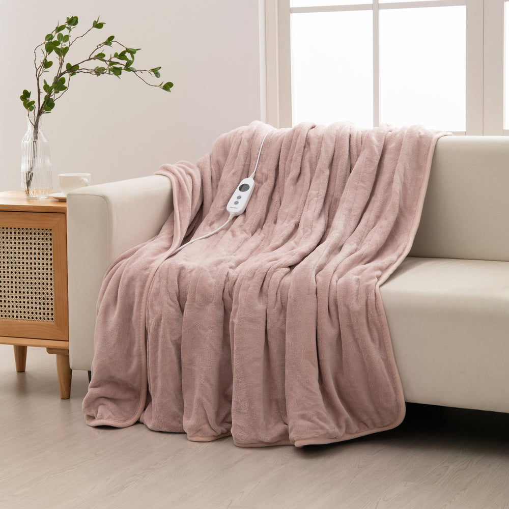 Dreamaker Coral Fleece Heated Throw Blush Pink 200 x 180cm