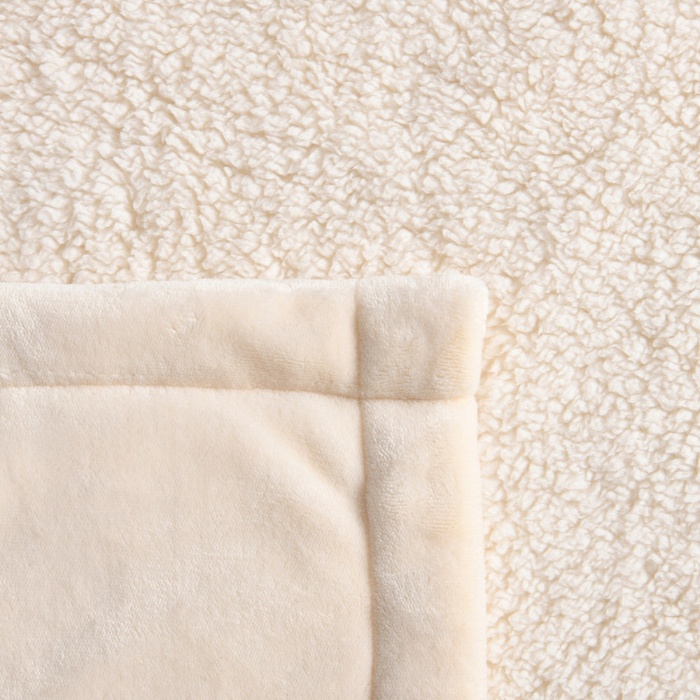 9009946 Serene Hudson Fleece and Sherpa Reverse Blanket Cream King/Super King Bed 270x240cm