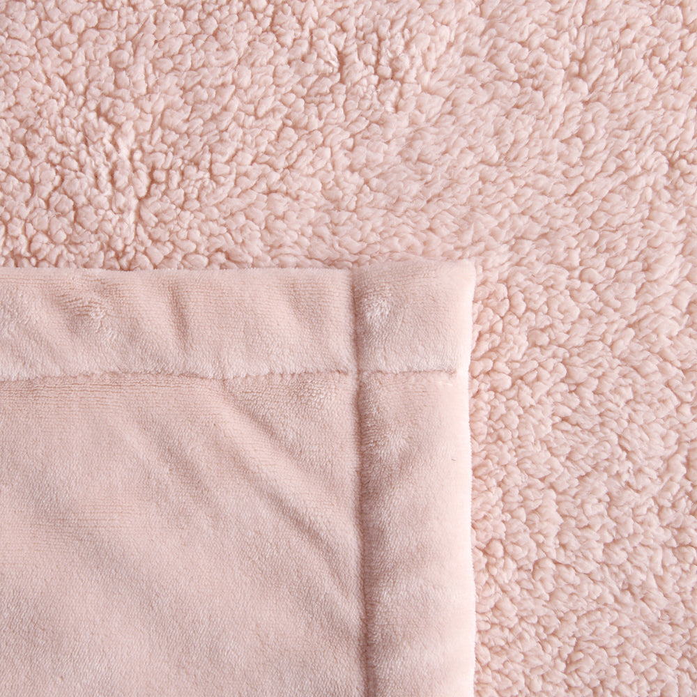 Serene Hudson Fleece and Sherpa Reverse Blanket Blush Single/King Single Bed