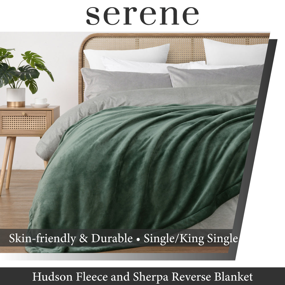 Serene Hudson Fleece and Sherpa Reverse Blanket Leaf Single/King Single Bed
