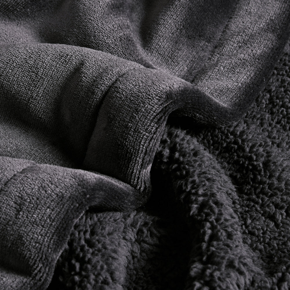 9009961 Serene Hudson Fleece and Sherpa Reverse Blanket Charcoal King/Super King Bed 270x240cm
