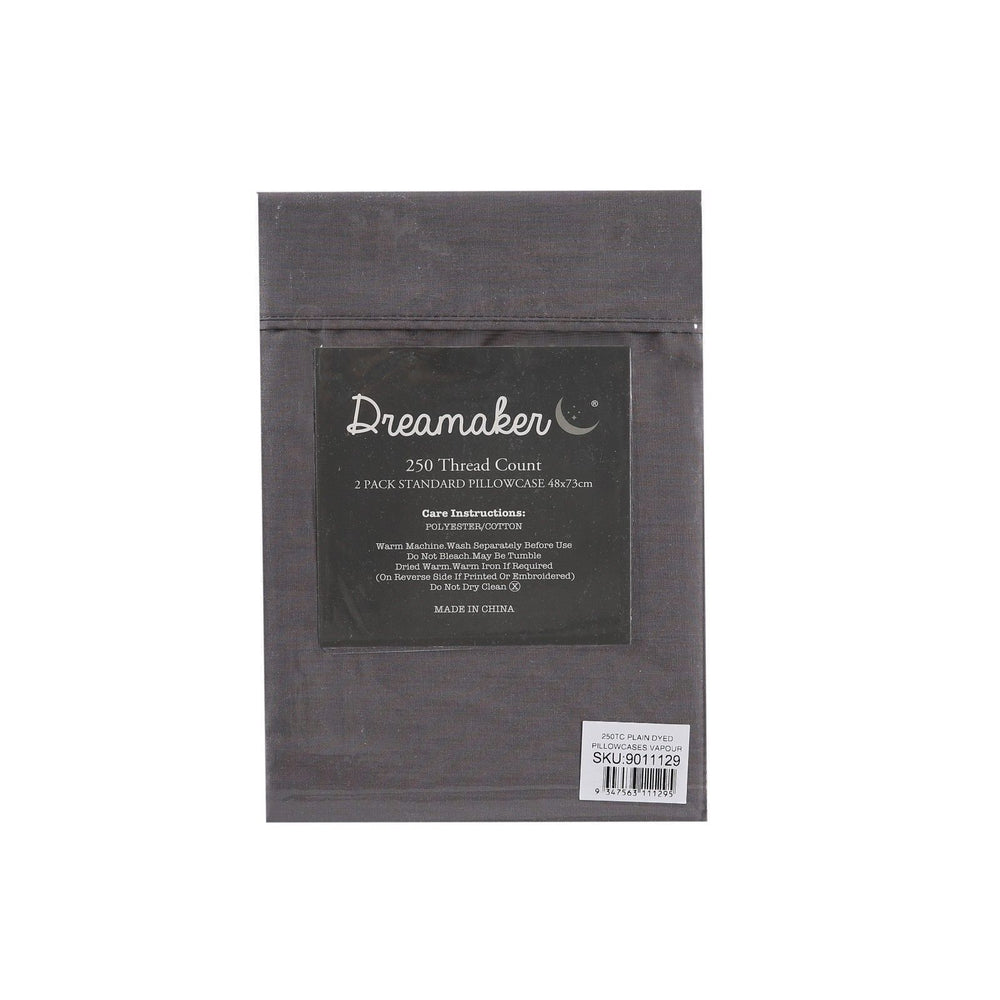 Dreamaker 250Tc Plain Dyed Standard Pillowcases - Twin Pack - 48X73Cm Vapour