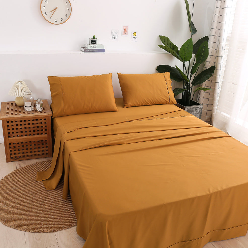 Serene 400TC Bamboo Cotton Blend Sateen Sheet Set RUST Double Bed