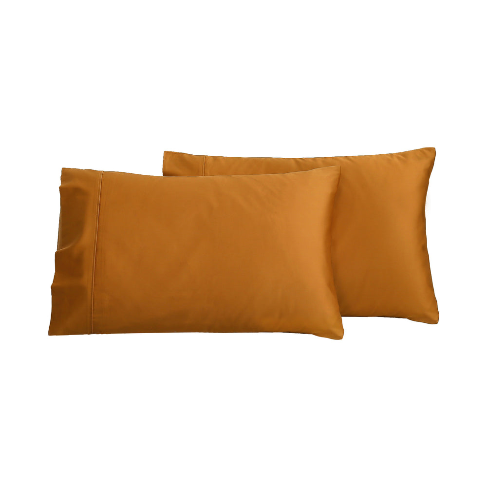 Serene 400TC Bamboo Cotton Blend Sateen King Pillowcases Twin Packs RUST