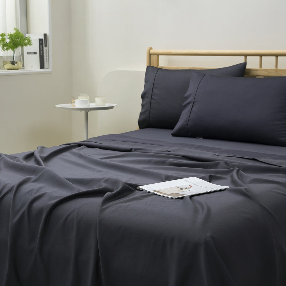 Dreamaker 1500TC Cotton Rich Sateen Sheet Set Charcoal King Bed