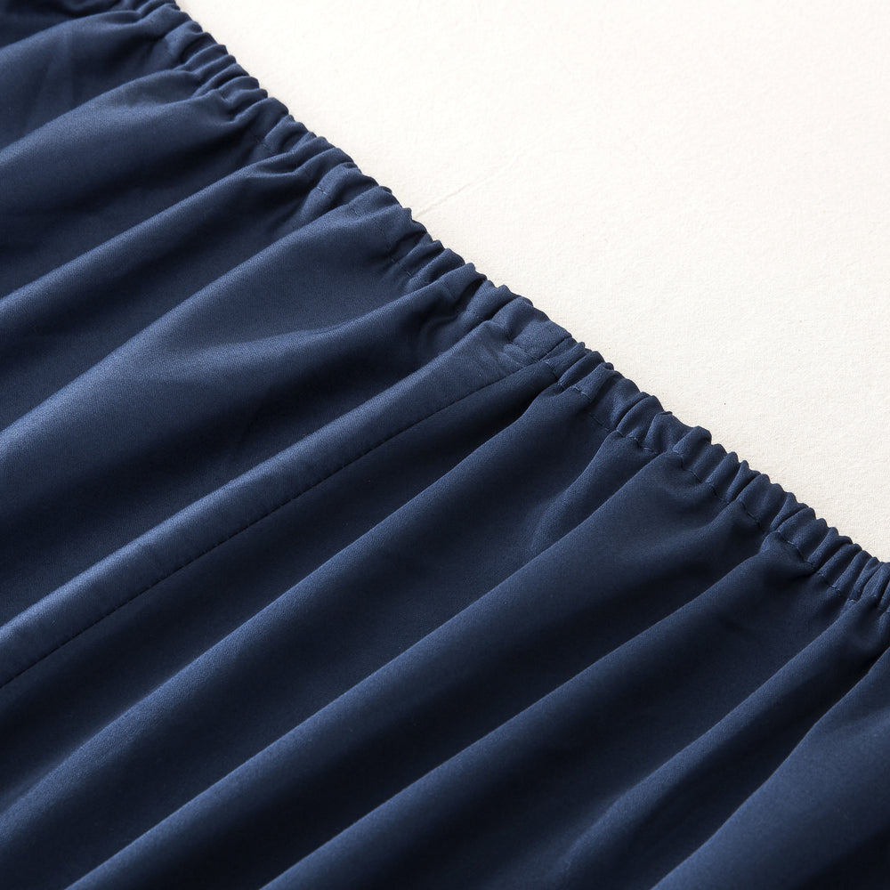 ESSN 500TC Cotton Sateen Fitted Sheet Set Navy Double Bed