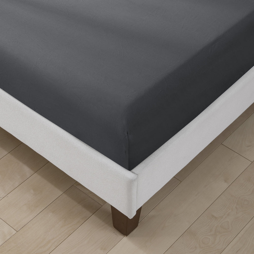 ESSN 500TC Cotton Sateen Fitted Sheet Set Charcoal King Bed