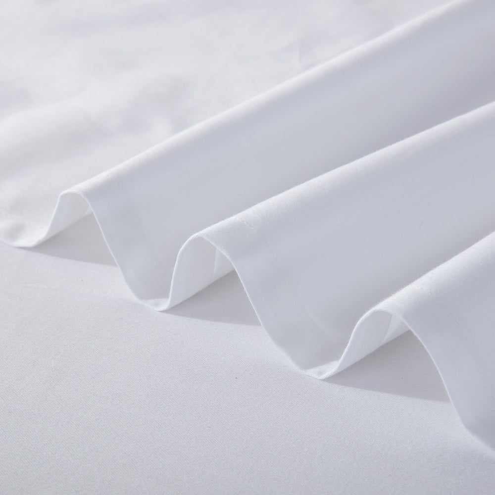 ESSN 500TC Cotton Sateen Flat Sheet White Queen Bed