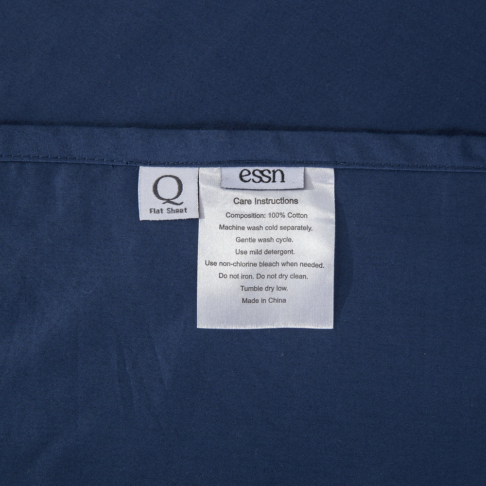 9011950 ESSN 500TC Cotton Sateen Flat Sheet Navy Double Bed