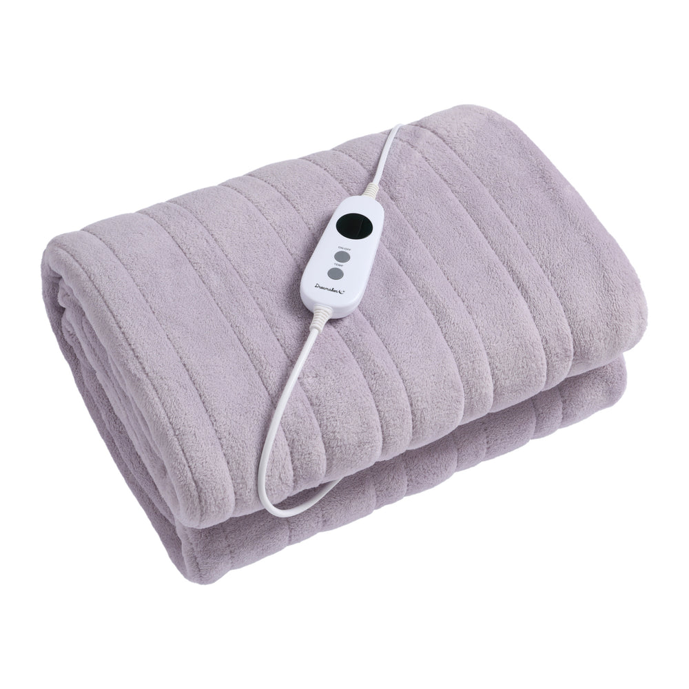 Dreamaker Coral Fleece Electric Heated Throw Blanket Lavender 200 x 180cm