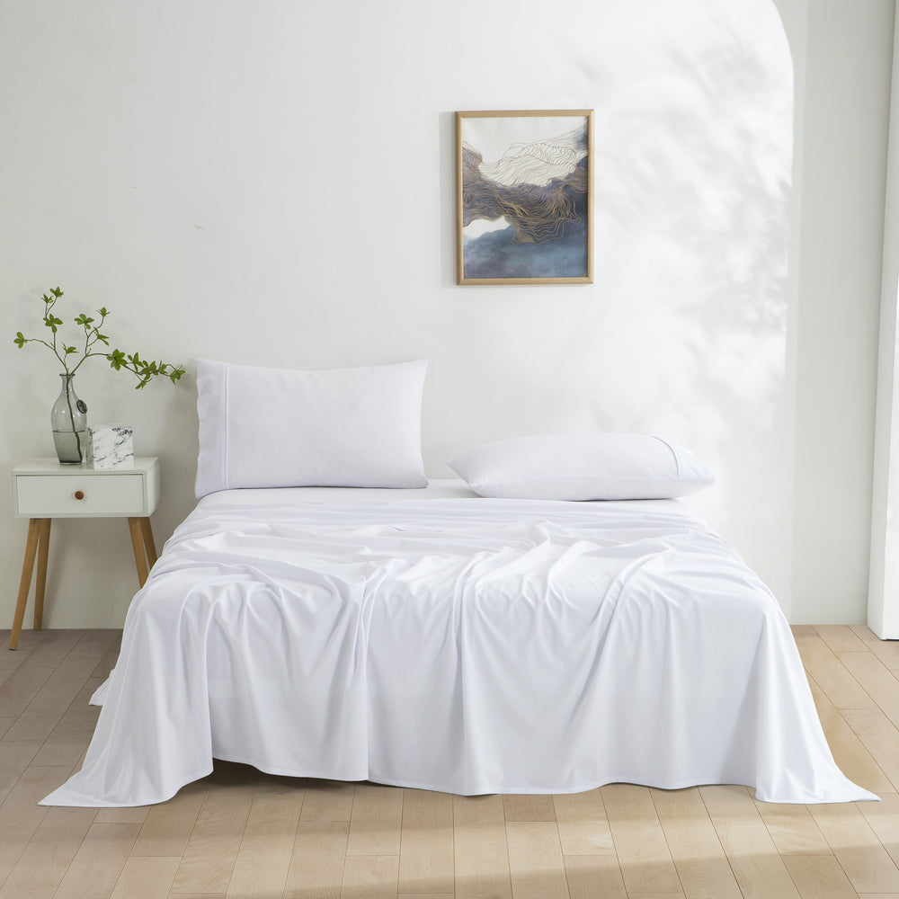 Dreamaker Micro Flannel Sheet Set Single Bed White