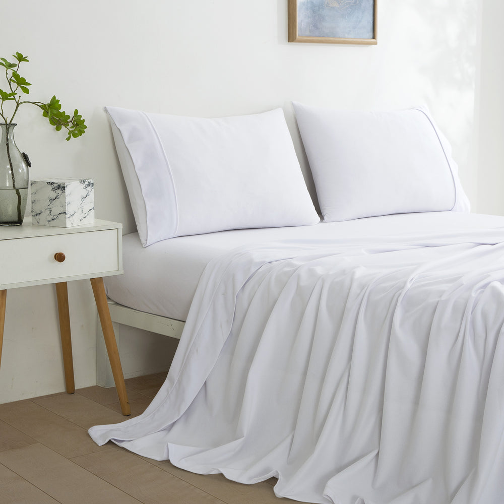 Dreamaker Micro Flannel Sheet Set Single Bed White