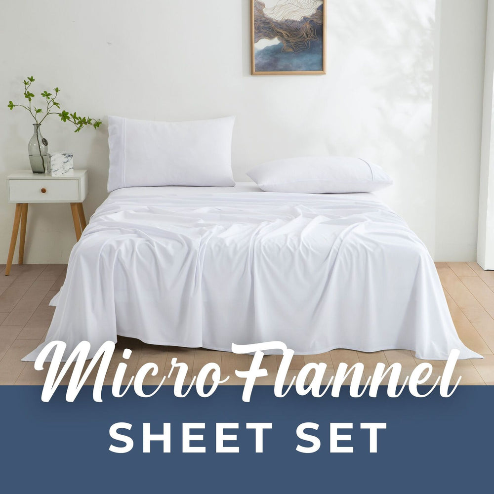 Dreamaker Micro Flannel Sheet Set Single Bed White