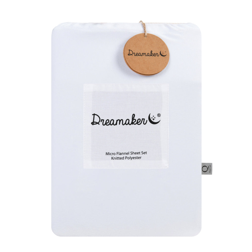 Dreamaker Micro Flannel Sheet Set Single Bed White