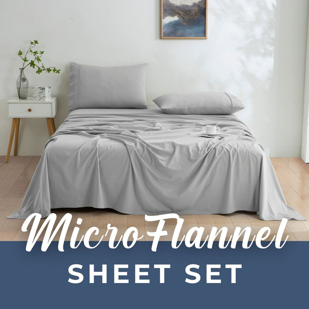 Dreamaker Micro Flannel Sheet Set King Bed Silver