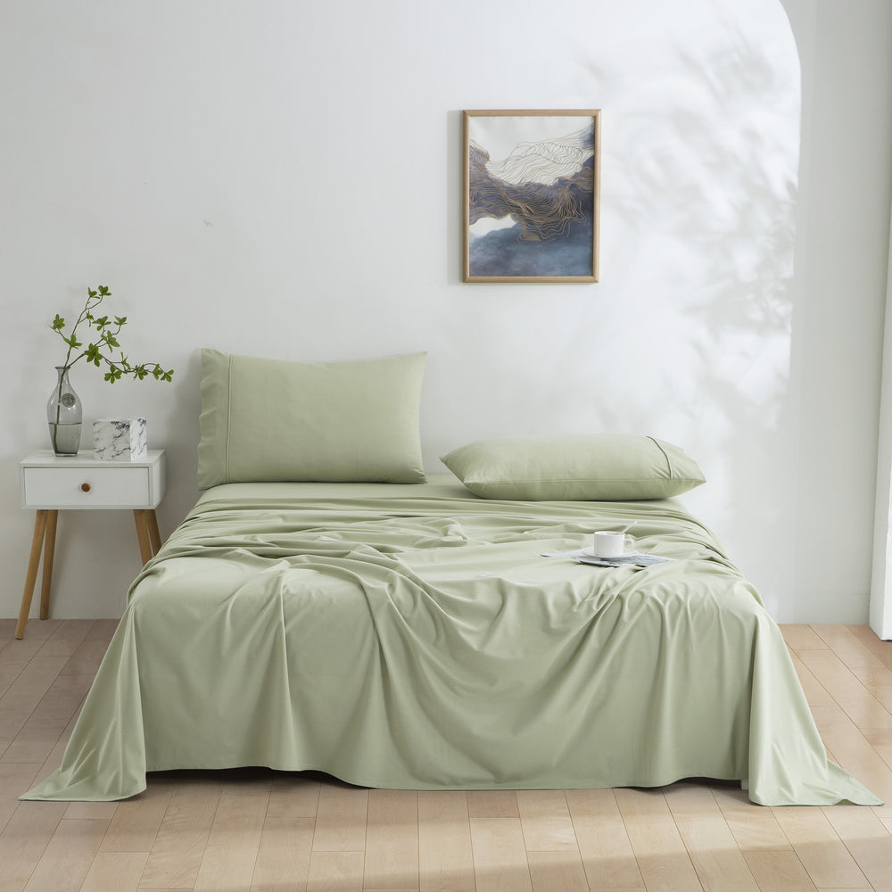 Dreamaker Micro Flannel Sheet Set Double Bed Sage