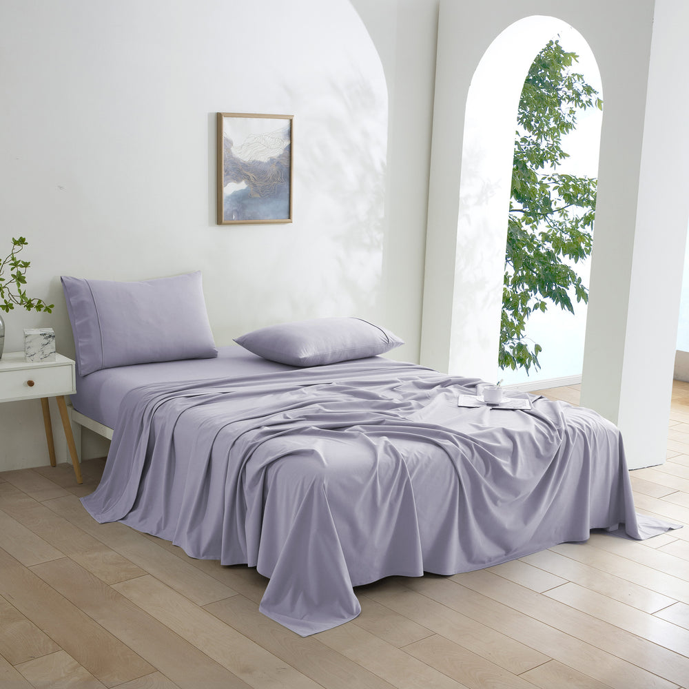 Dreamaker Micro Flannel Sheet Set Single Bed Lavender