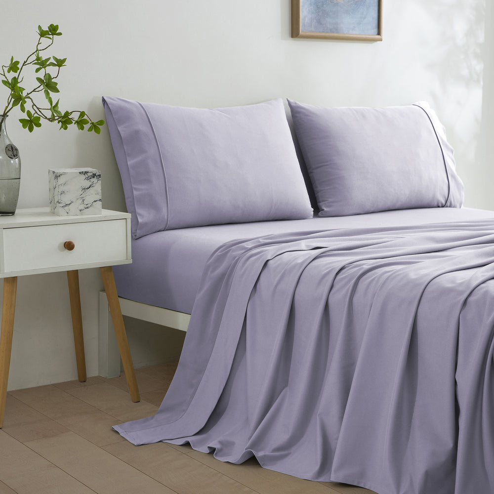 Dreamaker Micro Flannel Sheet Set Single Bed Lavender