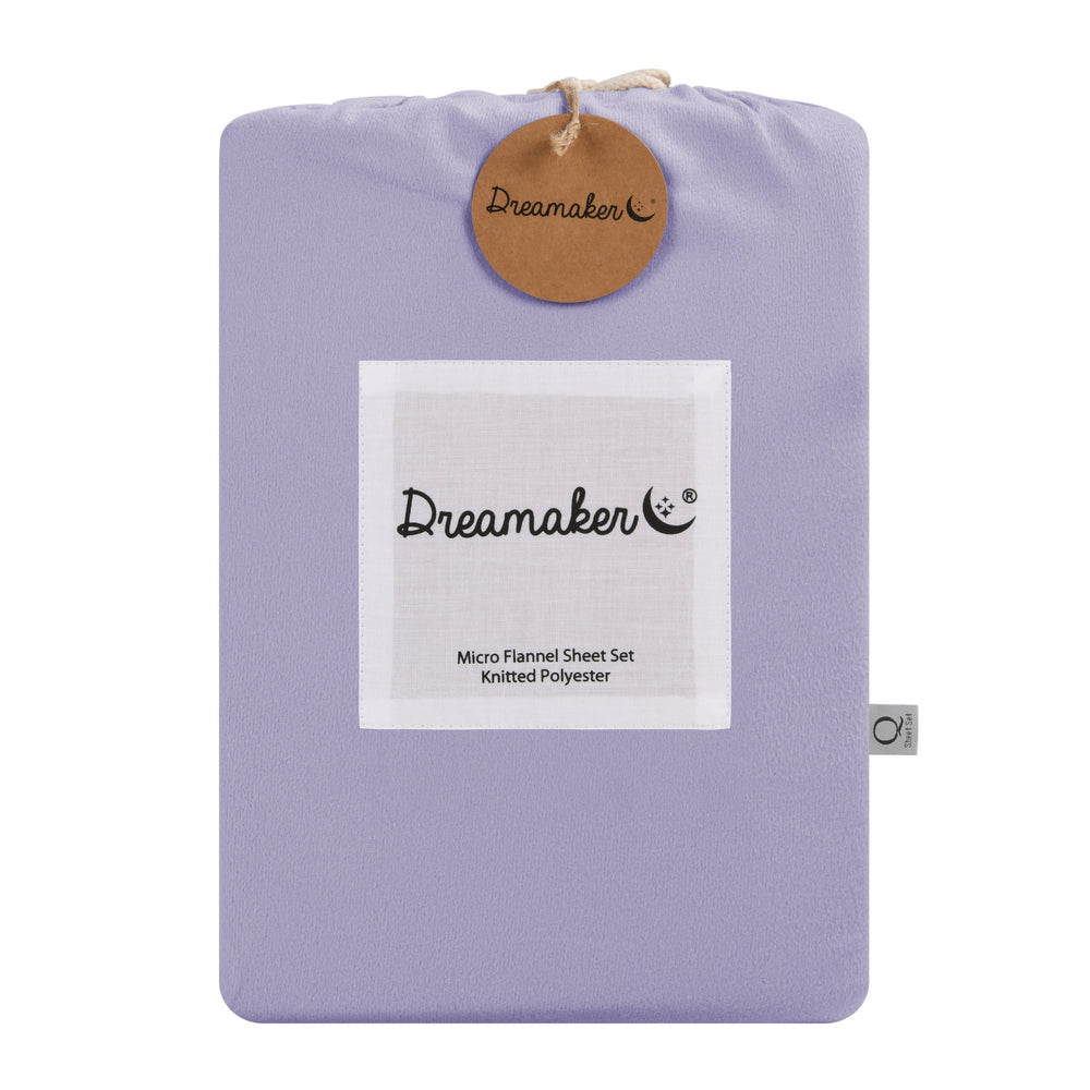 Dreamaker Micro Flannel Sheet Set Single Bed Lavender