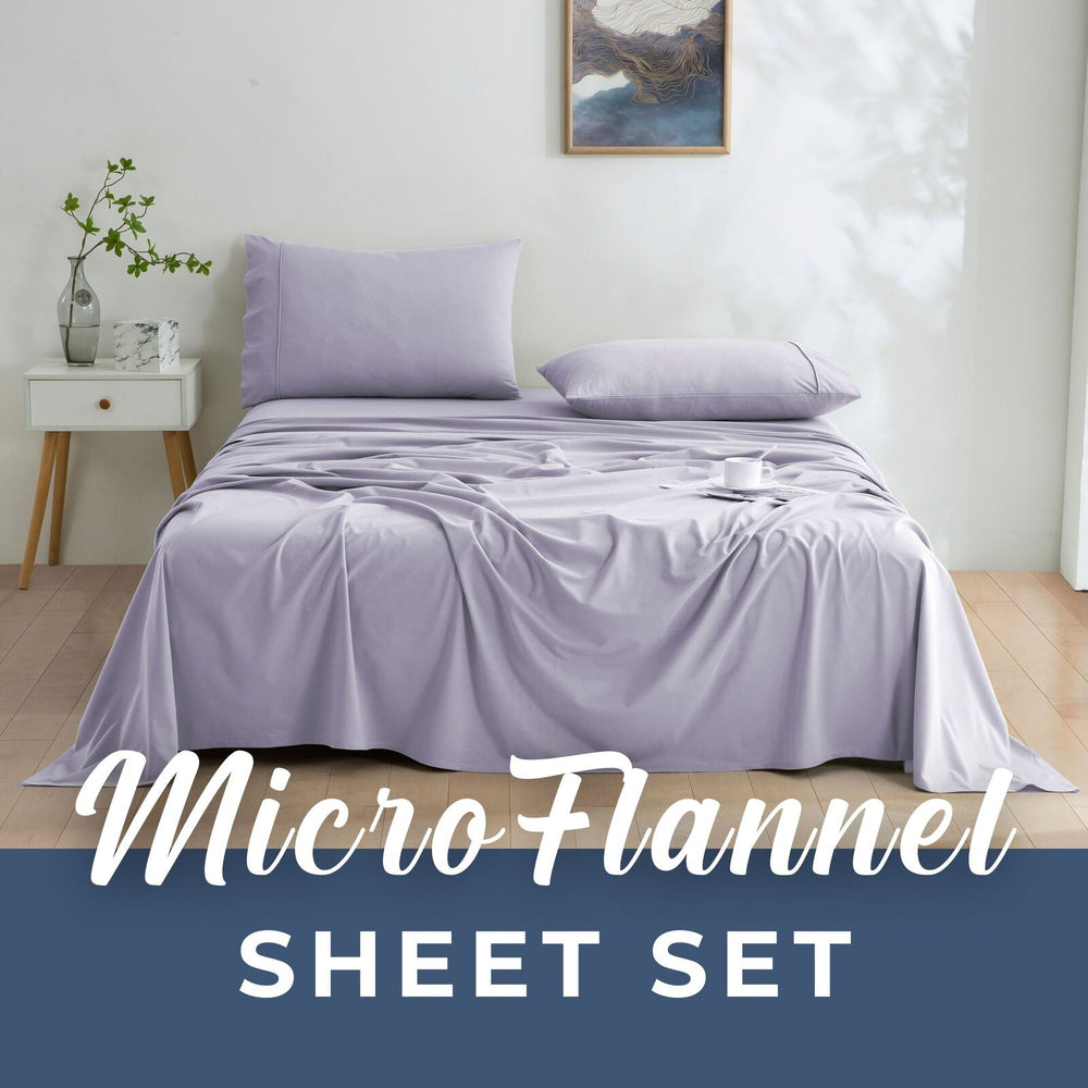 Dreamaker Micro Flannel Sheet Set Single Bed Lavender