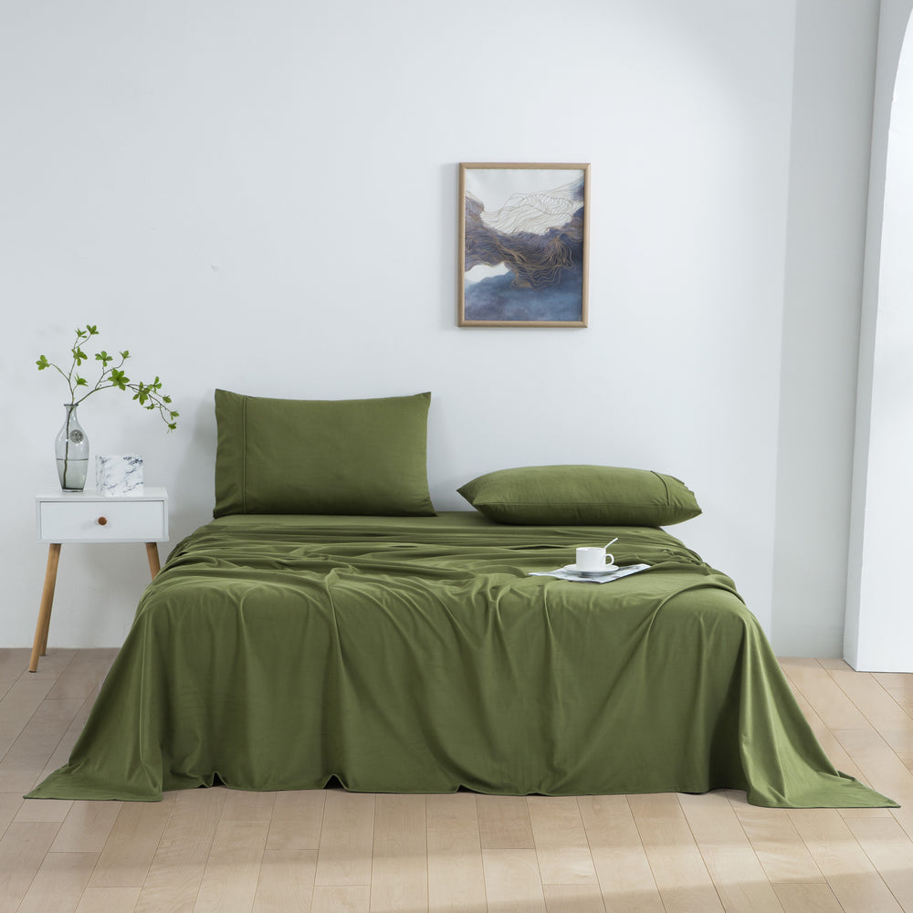 Dreamaker Micro Flannel Sheet Set King Bed Olive