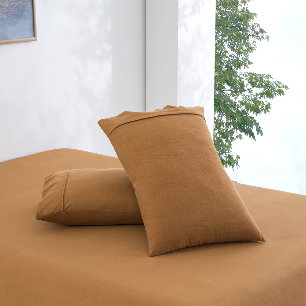 Dreamaker Micro Flannel Sheet Set Single Bed Rust