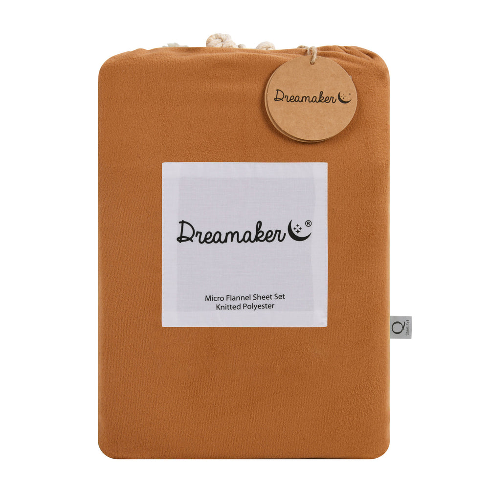 Dreamaker Micro Flannel Sheet Set Single Bed Rust