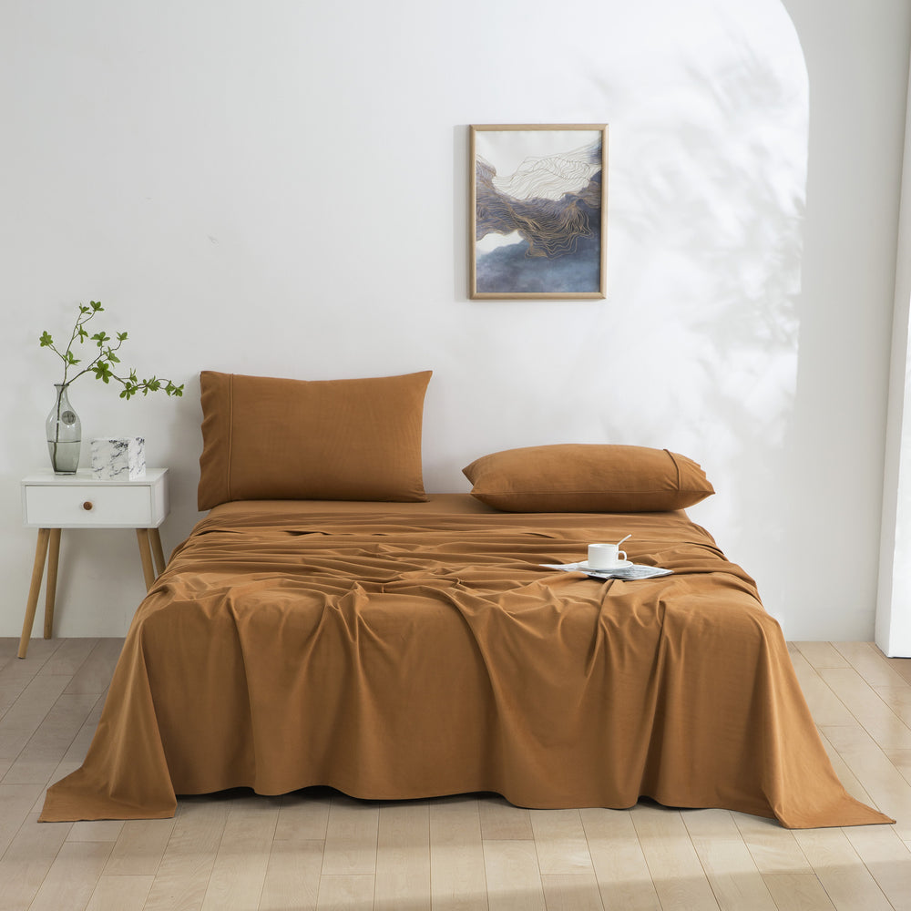 Dreamaker Micro Flannel Sheet Set Double Bed Rust