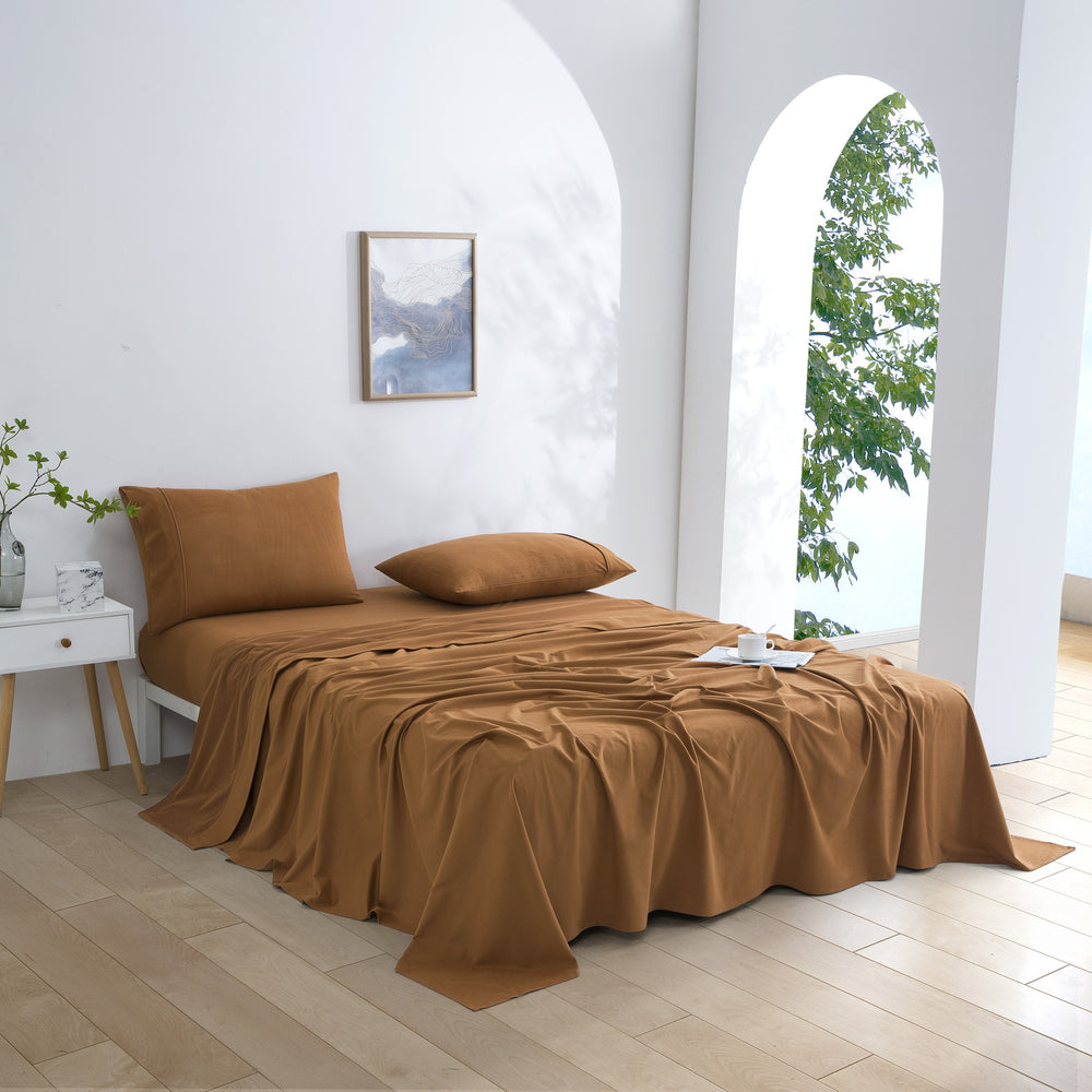 Dreamaker Micro Flannel Sheet Set Double Bed Rust