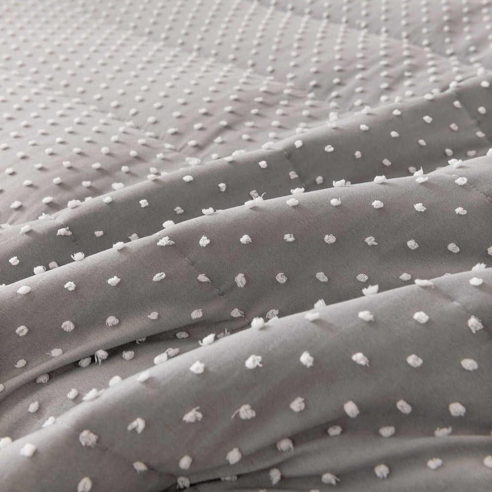 Dreamaker Finley Dot 6 Piece Comforter Set Charcoal King Bed