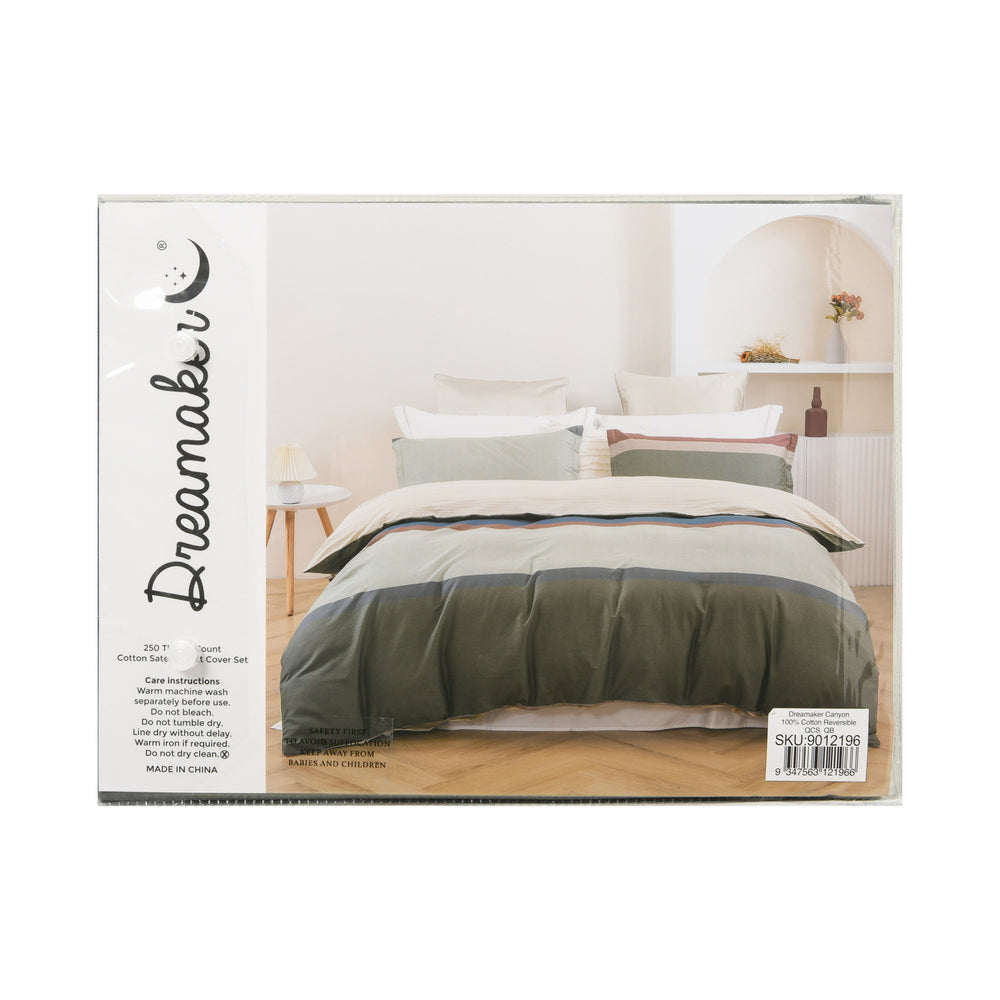 Dreamaker Canyon 100% Cotton Reversible Quilt Cover Set Queen Bed