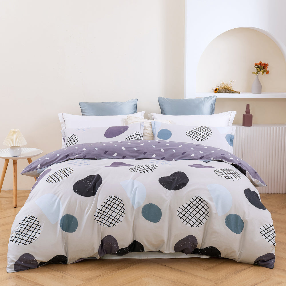 Dreamaker Orion 100% Cotton Reversible Quilt Cover Set King Single Bed
