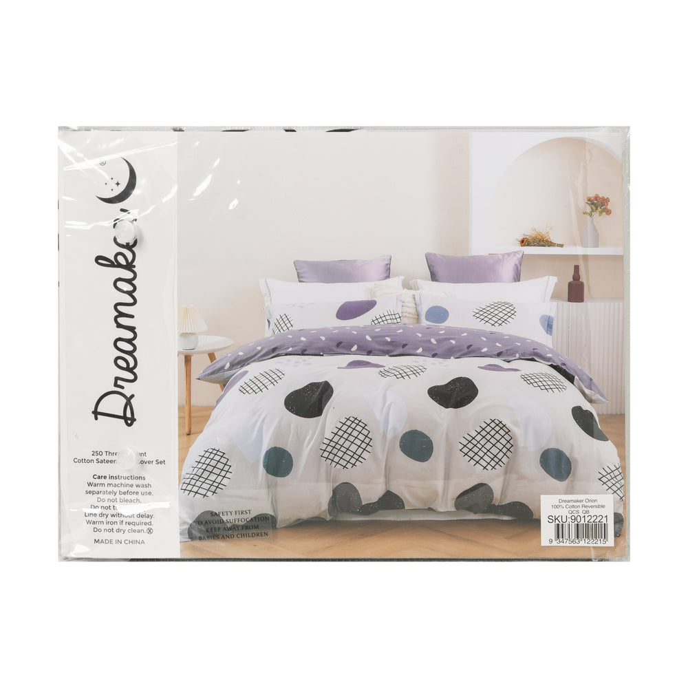 Dreamaker Orion 100% Cotton Reversible Quilt Cover Set Queen Bed