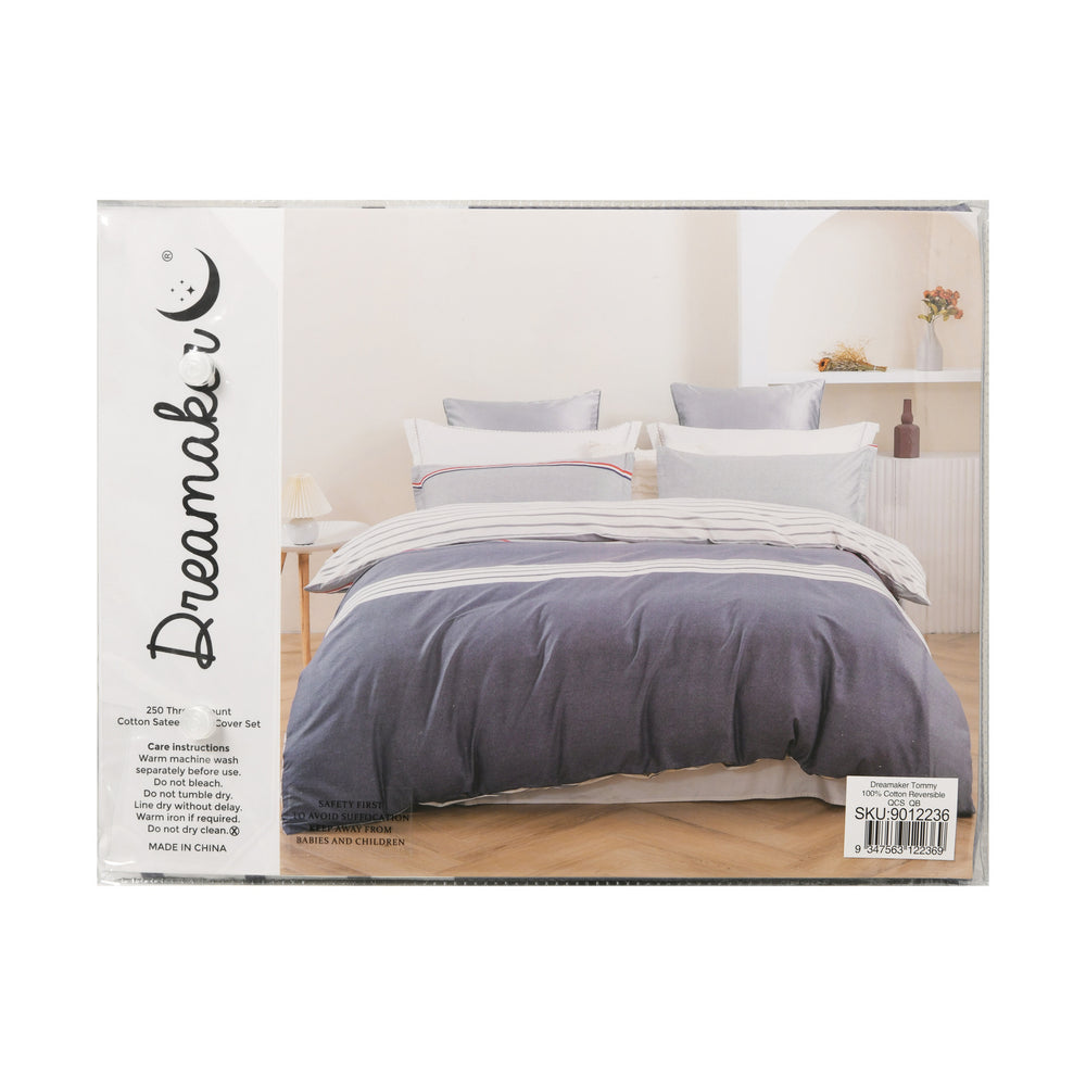 Dreamaker Tommy 100% Cotton Reversible Quilt Cover Set Single Bed