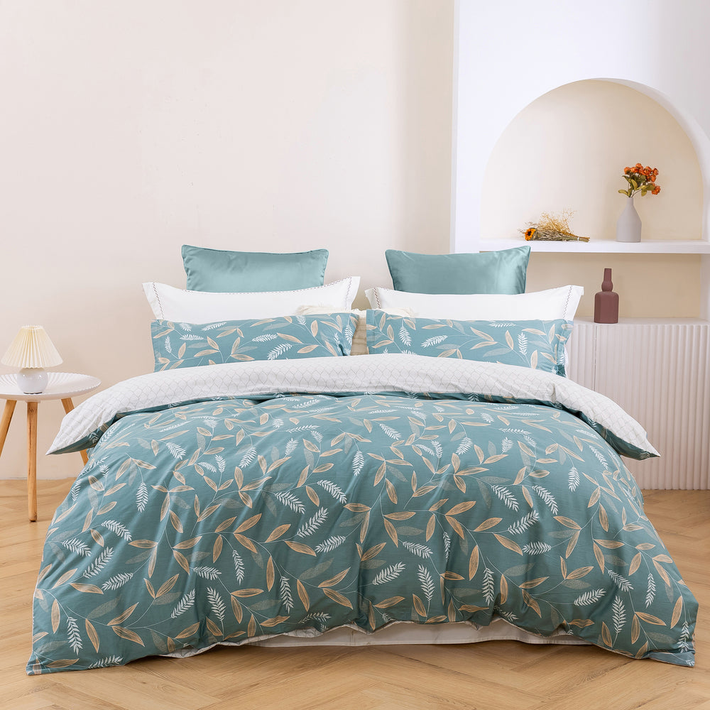 Dreamaker Foxtail 100% Cotton Reversible Quilt Cover Set Single Bed