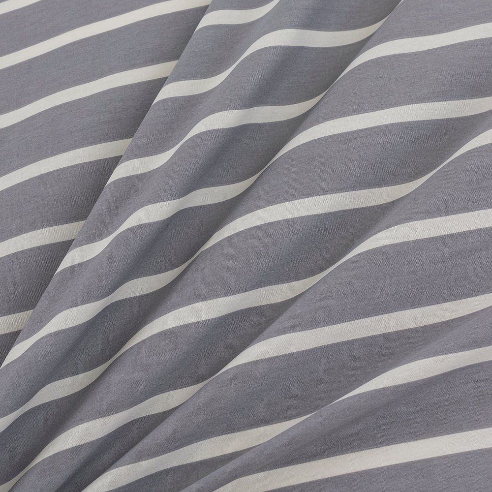 Dreamaker Miller Stripe 100% Cotton Reversible Quilt Cover Set Single Bed Grey