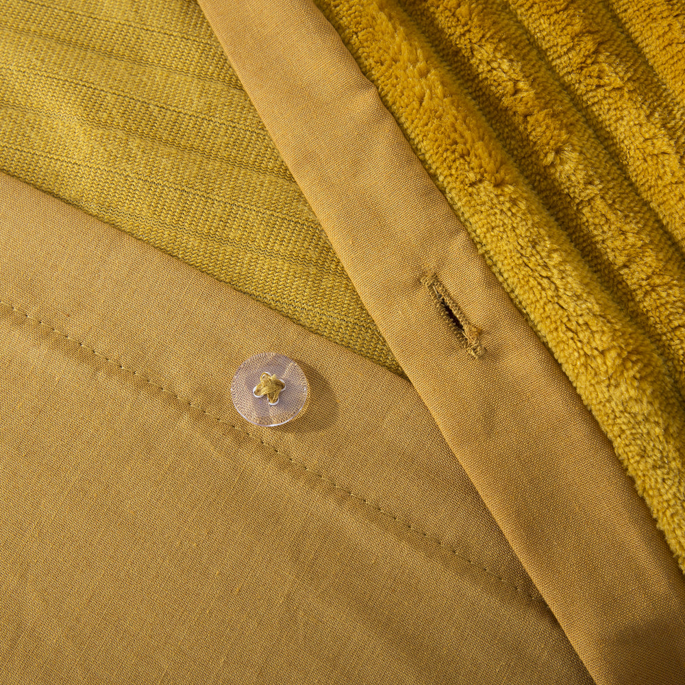 Dreamaker Embossed Teddy Fleece Quilt Cover Set Mustard Double Bed